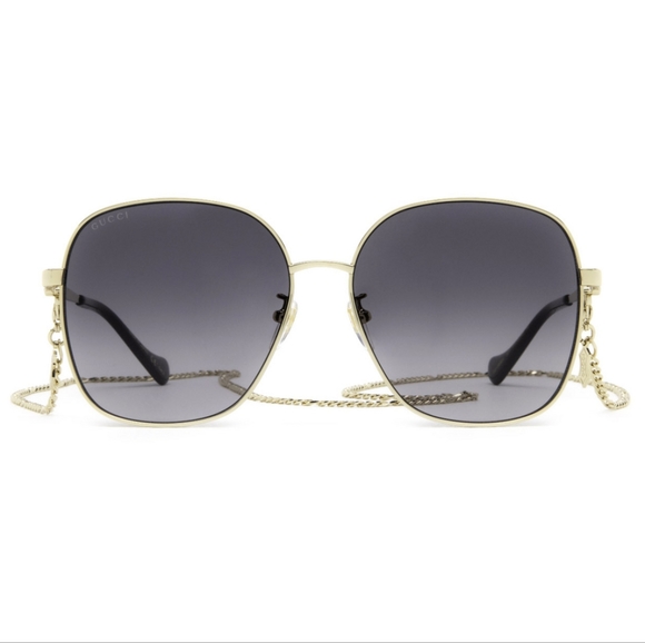 NEW GUCCI GOLD FRAME WOMEN SUNGLASSES GG1089SA 001 + GOLD CHAIN GUCCI SUNGLASSES - Picture 8 of 12